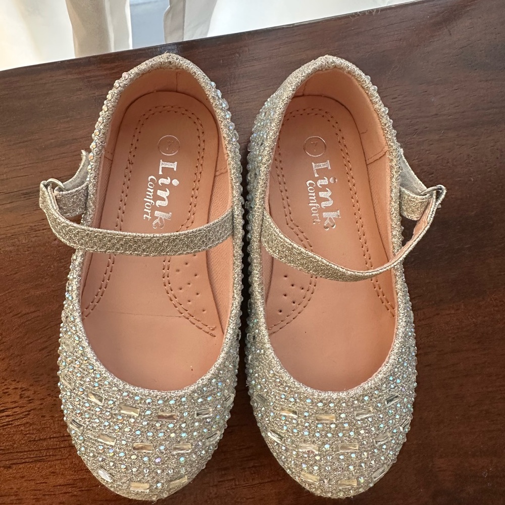Kids Glitter Mary Jane Shoes - Silver
